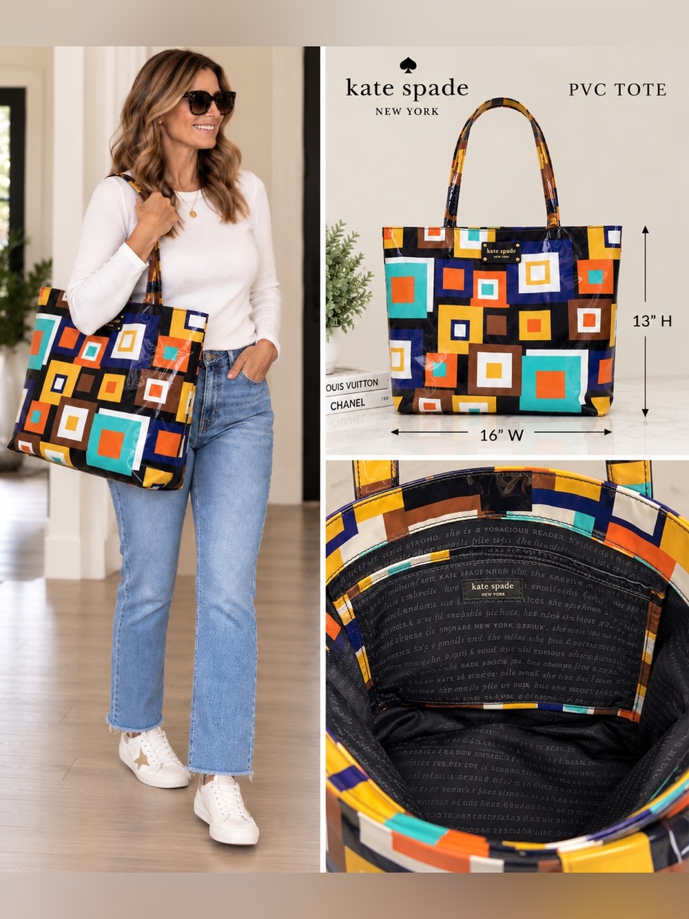 Kate Spade Daycation Bon Shopper Multi geometric PVC large tote